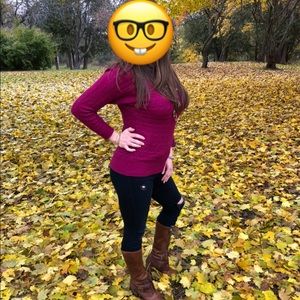 Lauren Ralph Lauren Magenta Boatneck Sweater Batwing  Cable Knit Size Small